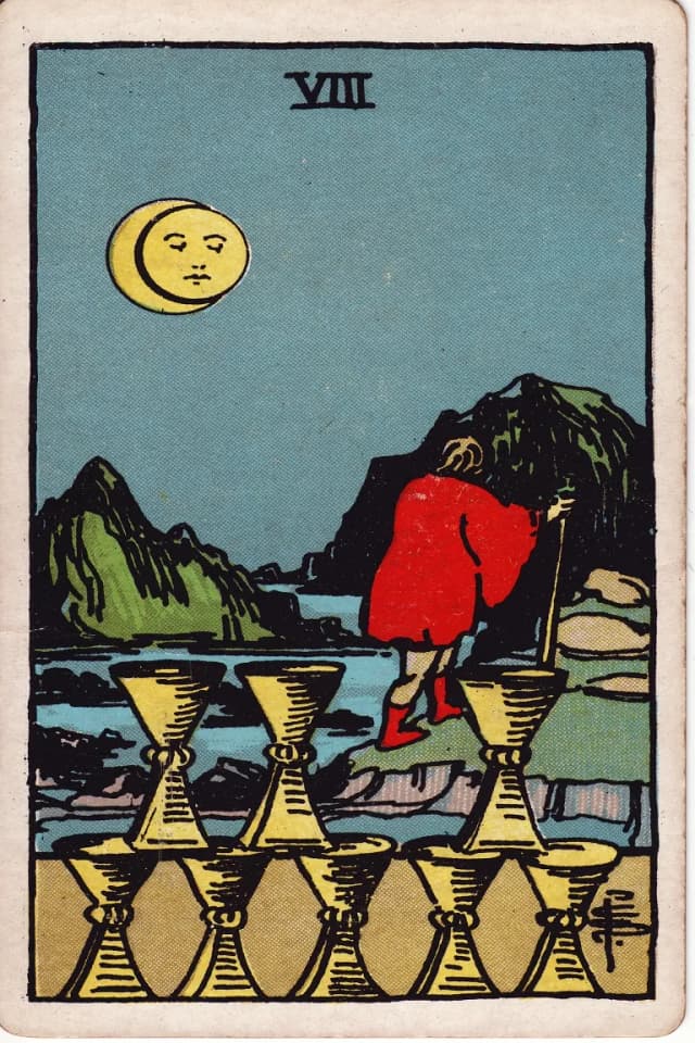 Карта Таро 8 Кубков